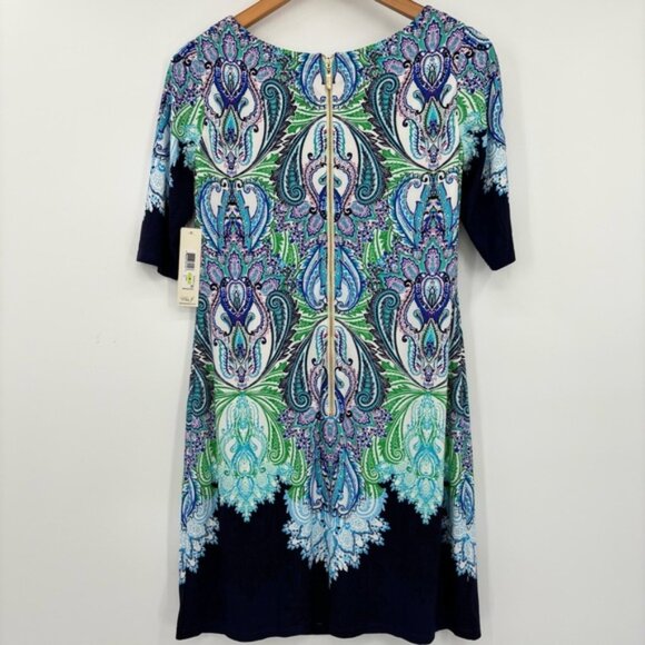 Introducing the Eliza J Paisley Shift Dressbrand new with tags size 4 - Picture 7 of 12